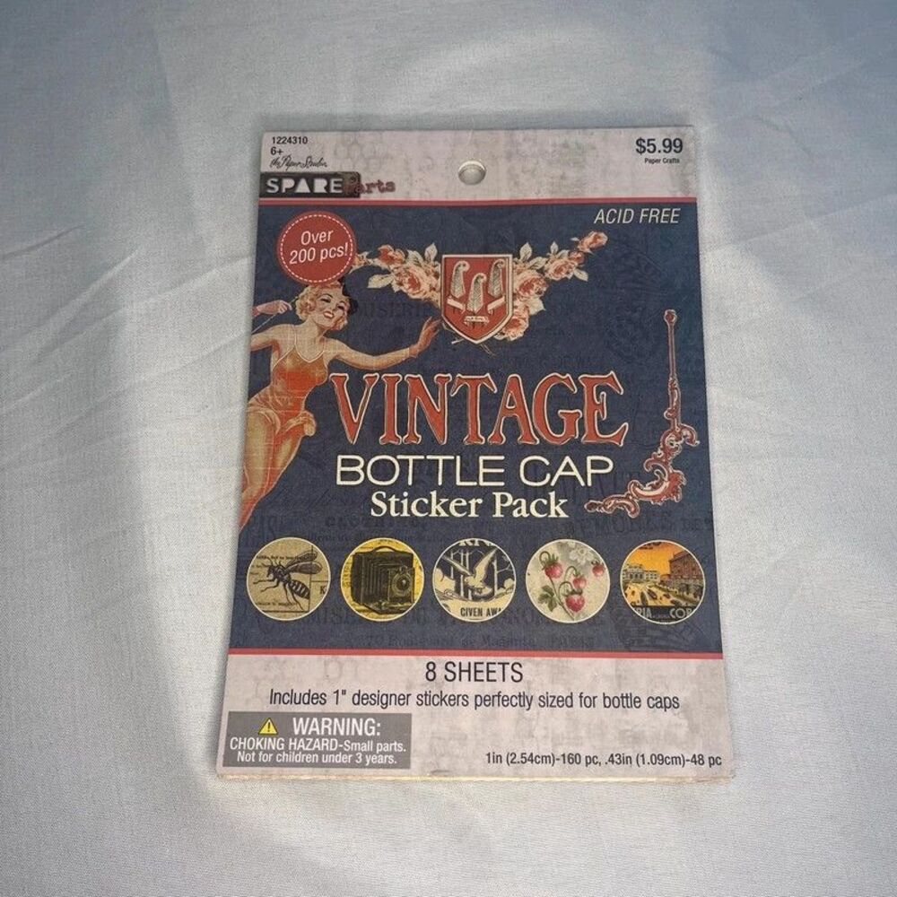 Vintage Bottle Cap Sticker Pack 200+ Pieces